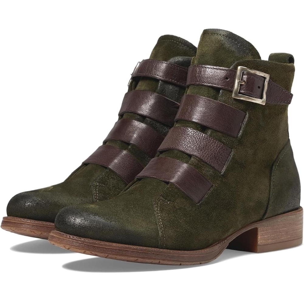 Combat Booties Women Low Chunky Heel Round Toe Western Ankle Boots Burnished